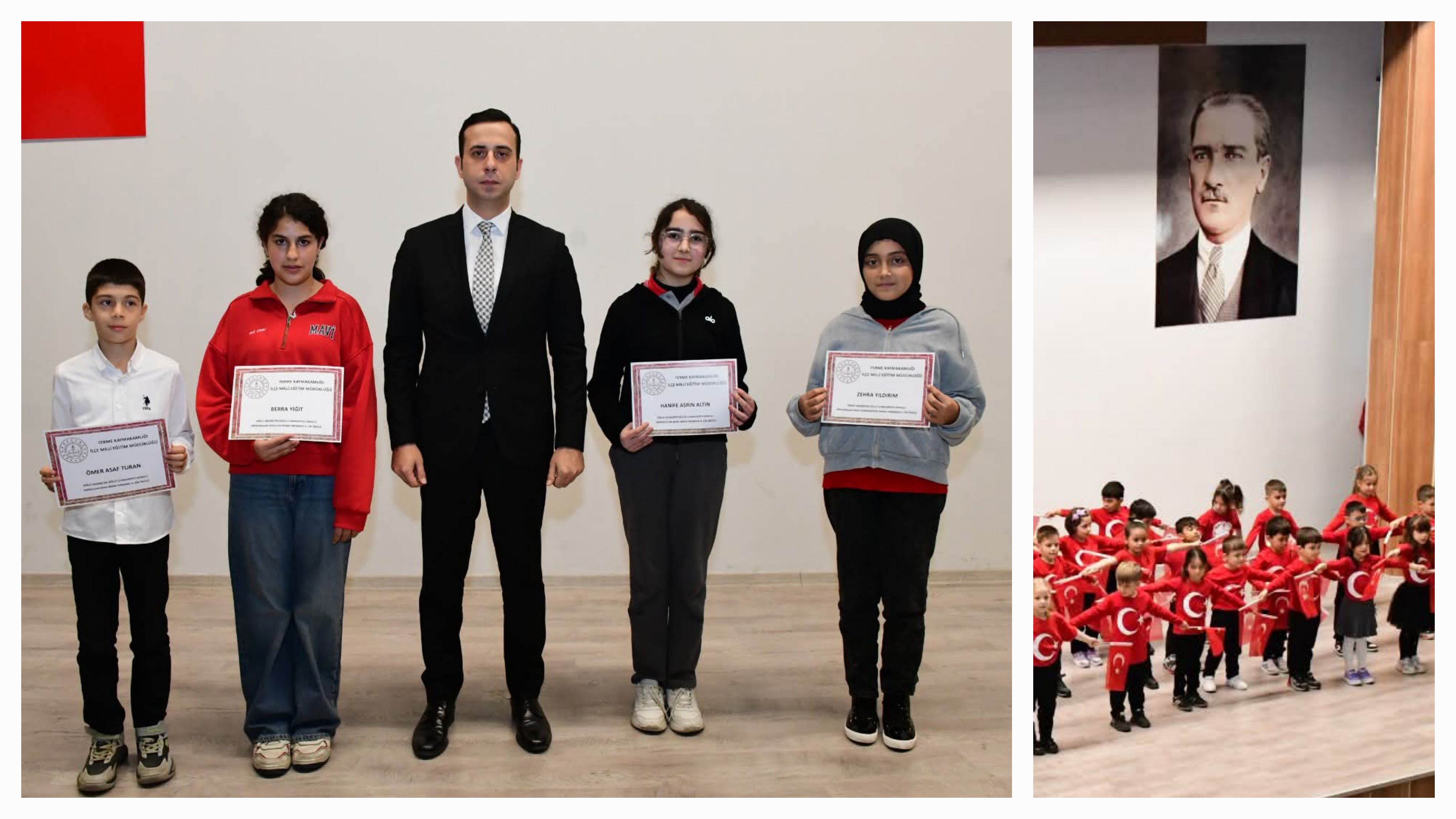 Terme’de 29 Ekim Cumhuriyet Bayramı coşkuyla kutlandı tören geçişi şiirler halk oyunları ve ödül töreniyle renkli anlar yaşandı