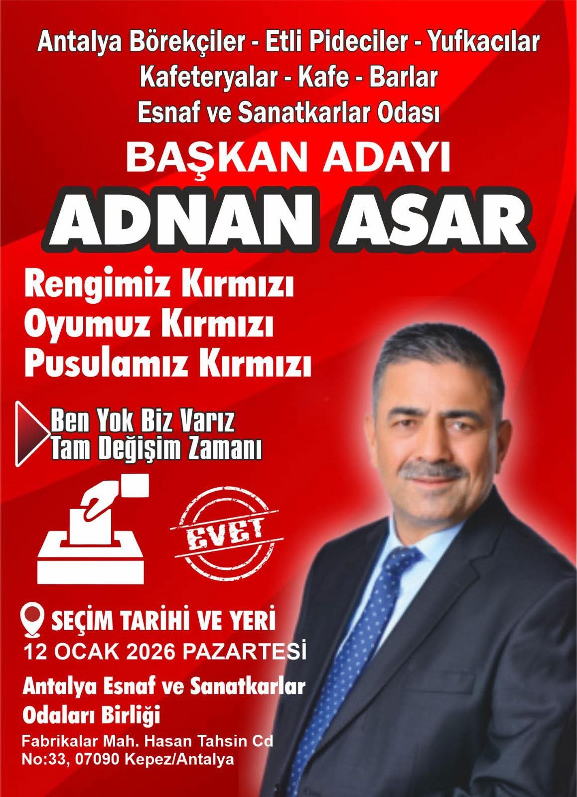ANTALYA’DA ODA SEÇİMLERİ ISINIYOR: ESNAF “ADNAN ASAR” DİYOR