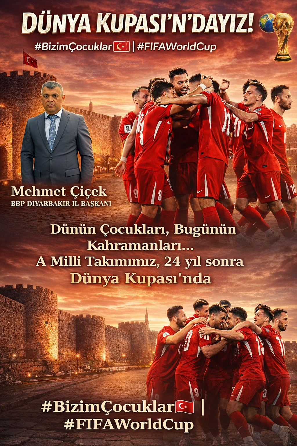 BBP Diyarbakır İl Başkanı Mehmet Çiçek: “A Milli Takımımız tarih yazdı”
