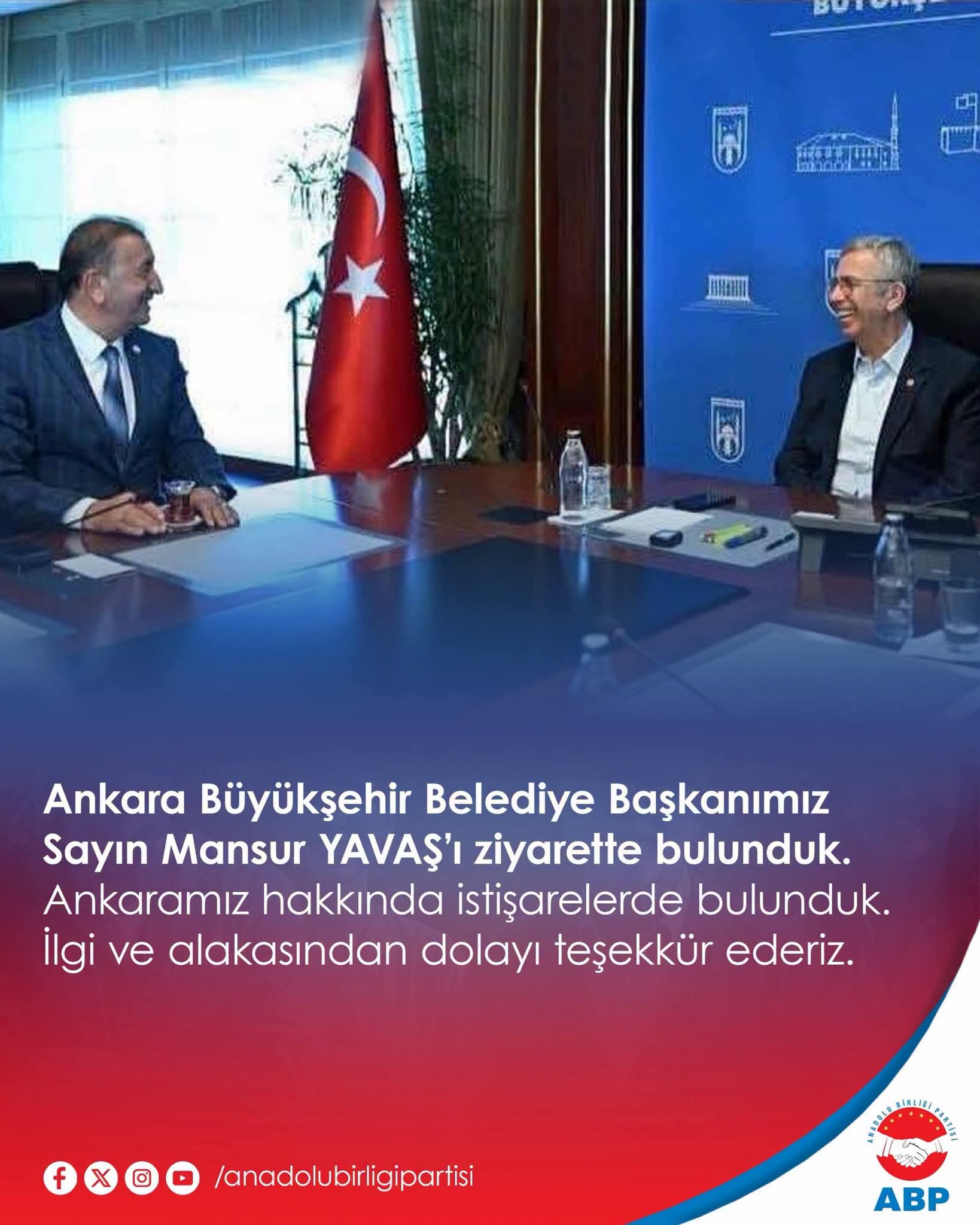 SİYASETTE DİYALOG MESAJI: BEDRİ YALÇIN'DAN MANSUR YAVAŞ'A ANLAMLI ZİYARET