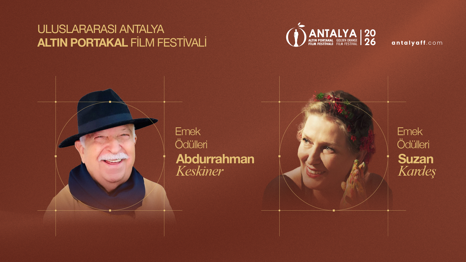 Altın Portakal’da Sinema Emek Ödülleri Abdurrahman Keskiner ve Suzan Kardeş’e verilecek