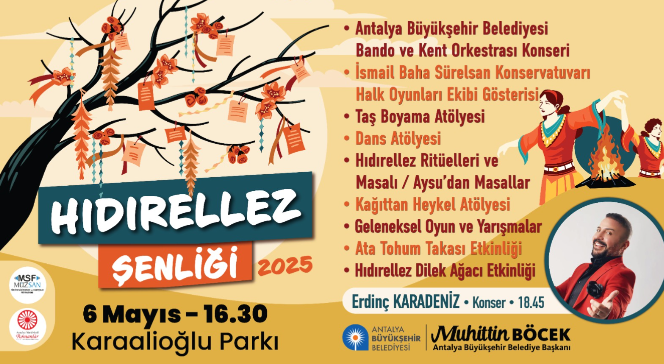 Antalya Büyükşehir Belediyesi baharın  gelişini Hıdırellez Şenliği ile kutlayacak