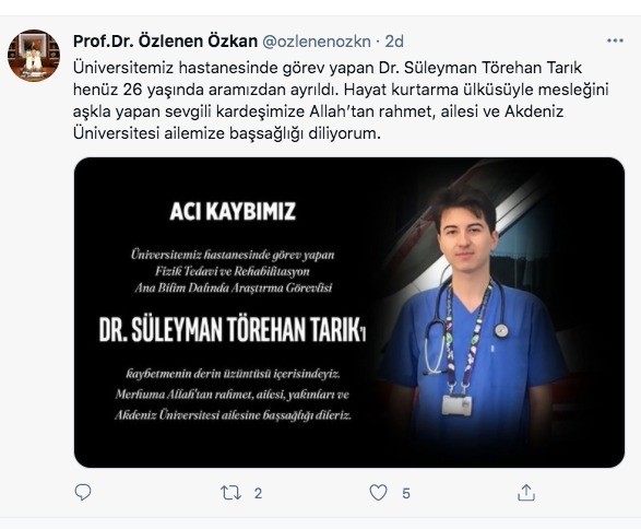 Genç doktor tedavi gördüğü hastanede hayata tutunamadı