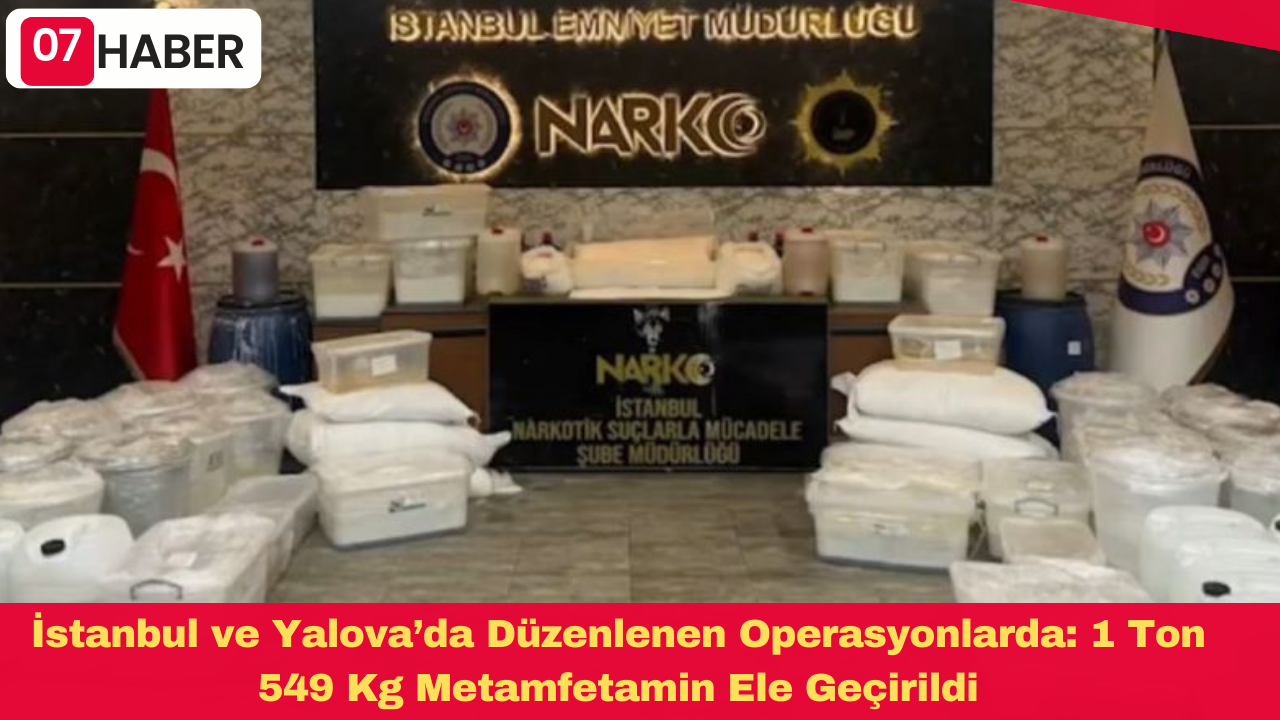 İstanbul ve Yalova’da Düzenlenen Operasyonlarda: 1 Ton 549 Kg Metamfetamin Ele Geçirildi